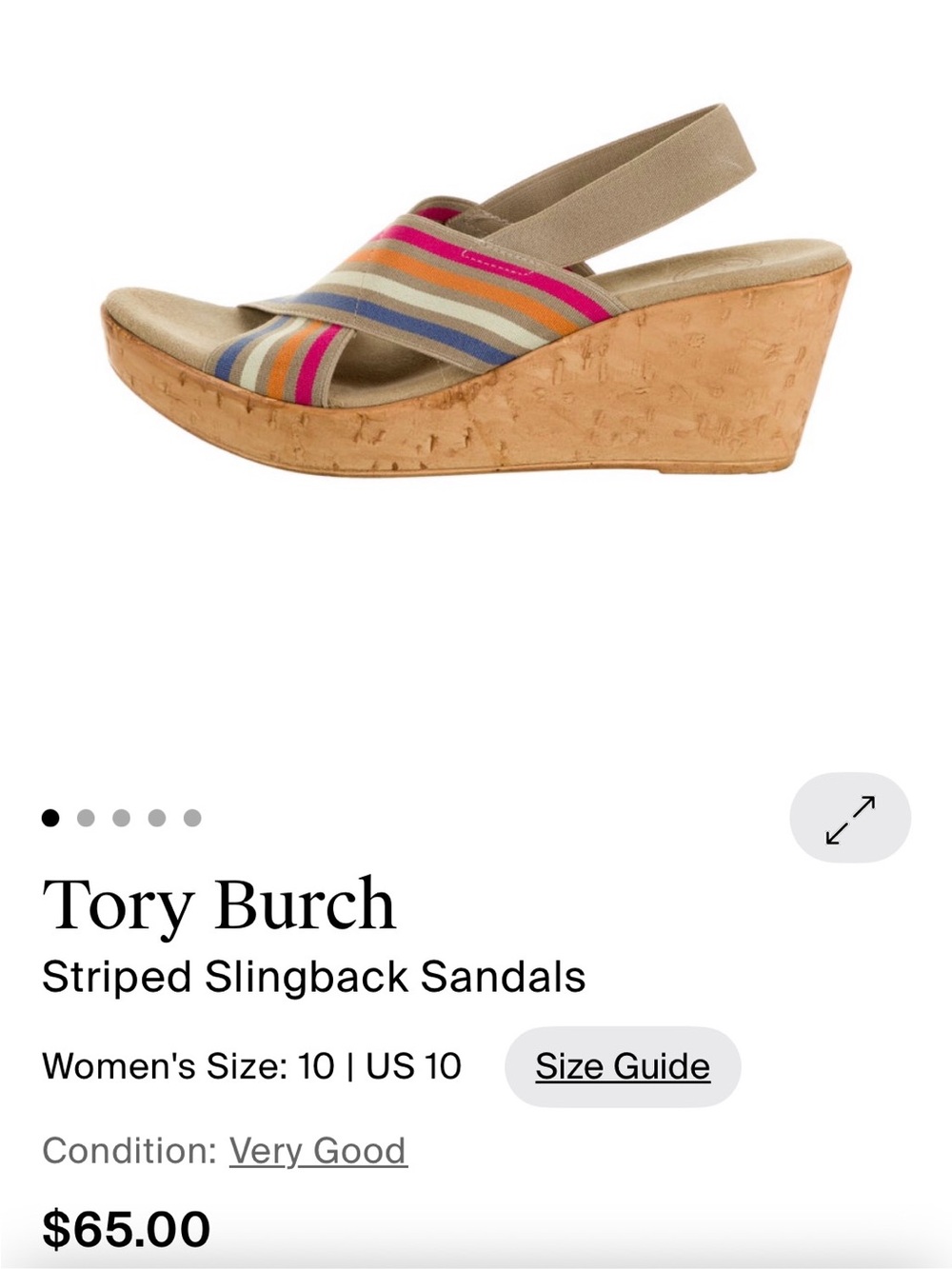Tory Burch Beige Wedges with Multicolor Stripes